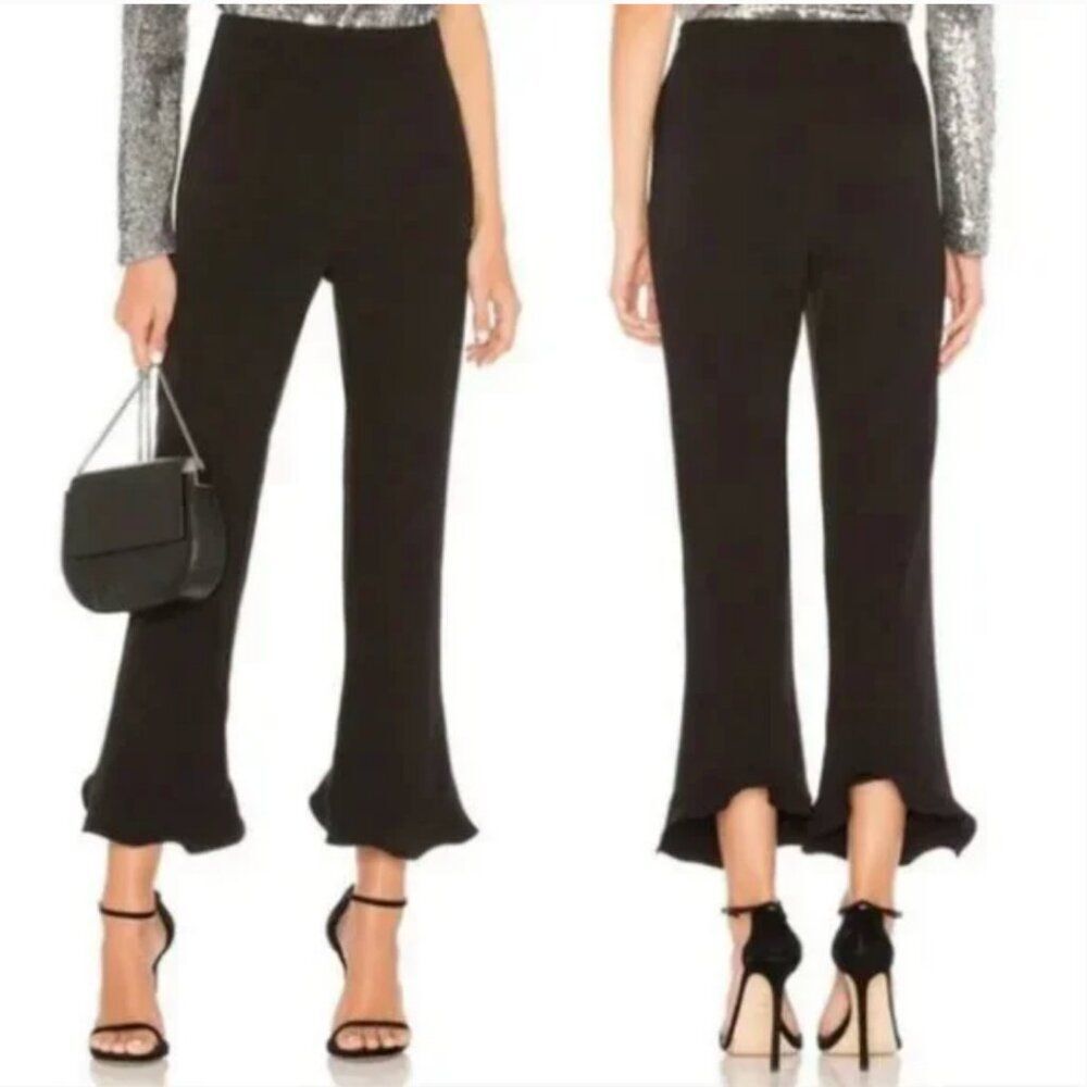 Bardot Black Frill Hem Pant in Black size 6